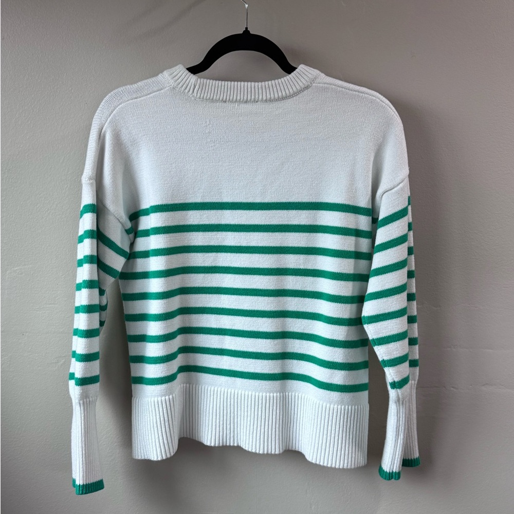 Adorable Philosophy Republic Clothing Green White Striped Sweater Casual Large - Picture 3 of 8
